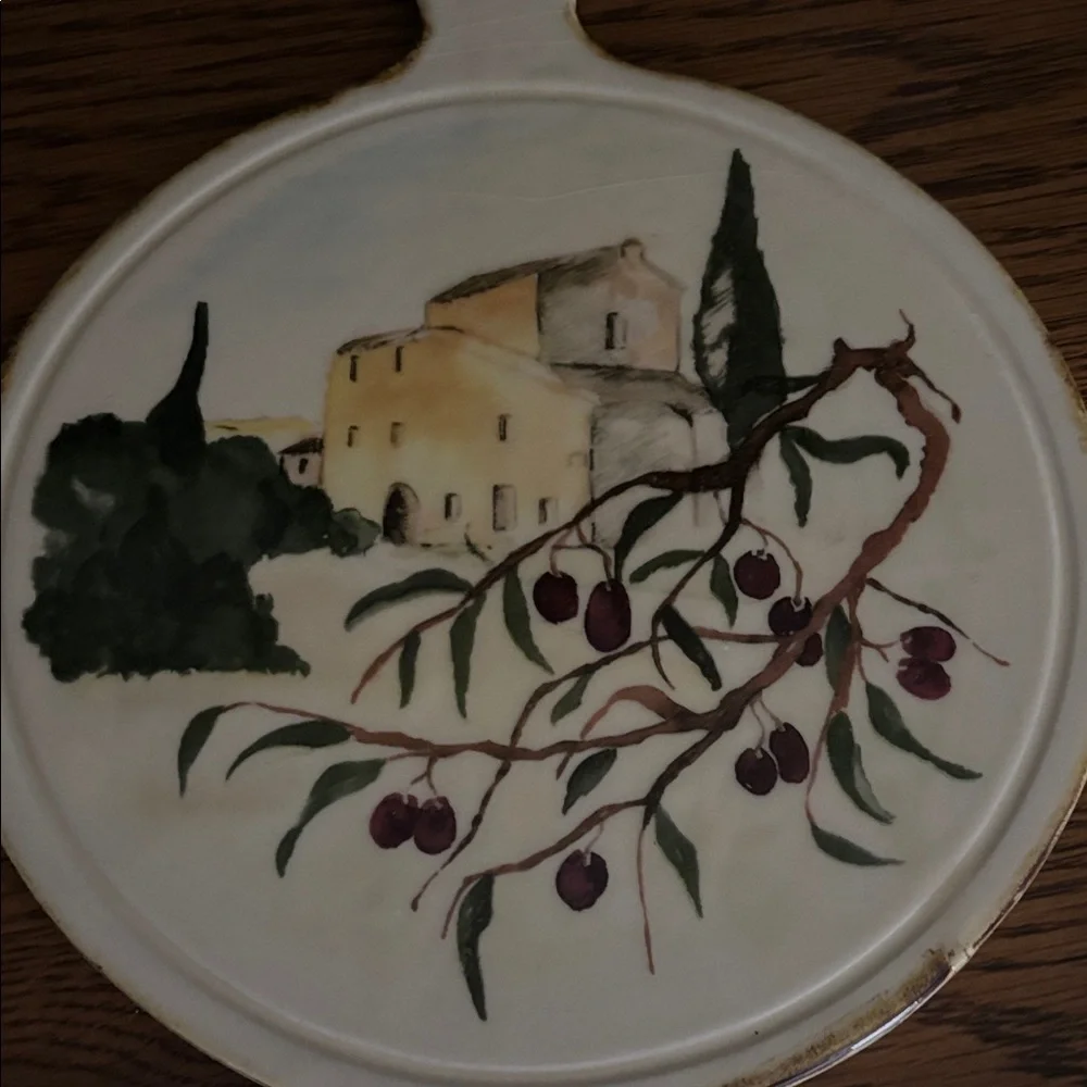 Sur La Table Tray Ceramic with Olive Motif